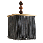 Люстра квадратная с бахромой и подвесом из деревянных бусин Psyche варинант исполнения - 2 | Loft Concept в Орле