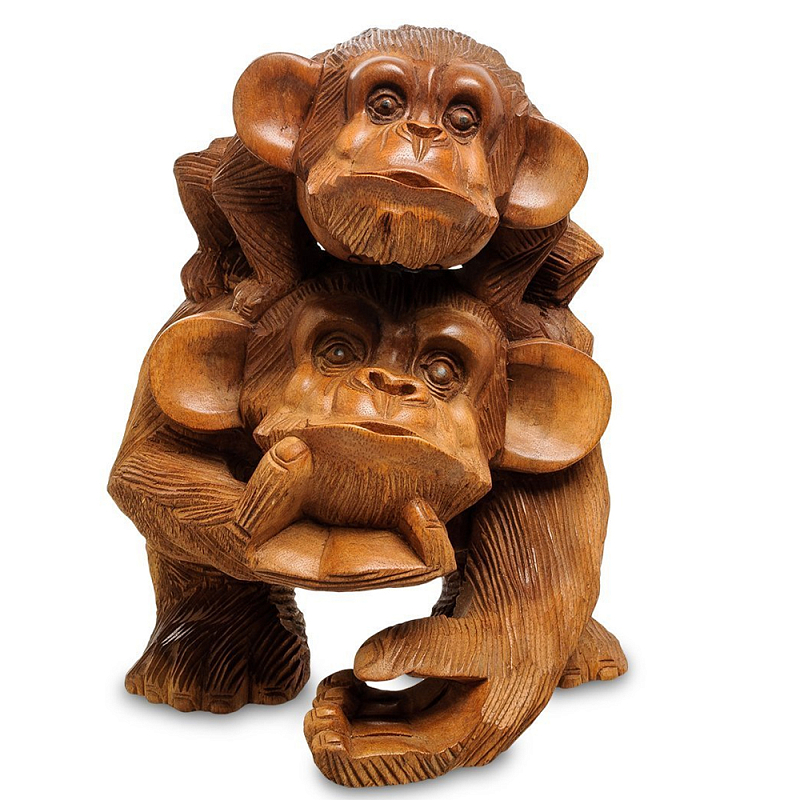 Статуэтка из дерева суар в виде обезьяны с детёнышем Mama Monkey Коричневый Статуэтка из дерева суар в виде обезьяны с детёнышем Mama Monkey Коричневый в Орле | Loft Concept