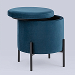 Синий пуф на черных ножках SANJAY варинант исполнения - 2 | Loft Concept в Орле