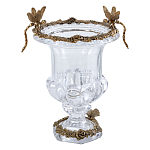 Ваза из прозрачного стекла на бронзовой подставке с ободком и ручками в виде стрекоз Eden Garden варинант исполнения - 1 | Loft Concept в Орле