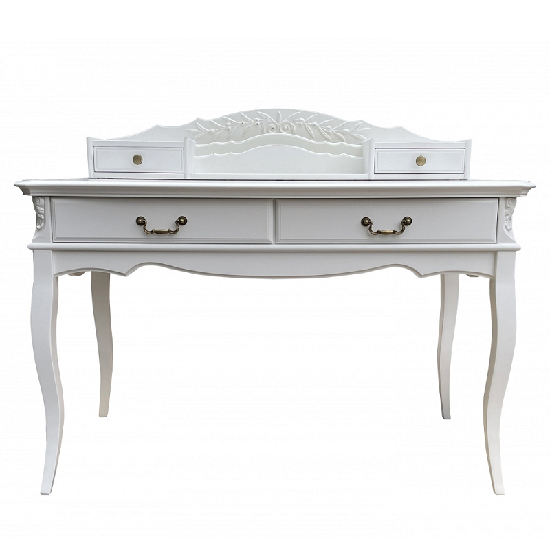 Стол-бюро белого цвета из массива бука с 4-мя ящиками White Provence Белый Стол-бюро белого цвета из массива бука с 4-мя ящиками White Provence Белый в Орле | Loft Concept