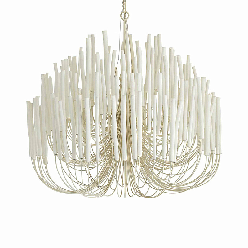 Люстра белая с несколькими ярусами деревянных палочек Bright Wooden Chandelier Белый Люстра белая с несколькими ярусами деревянных палочек Bright Wooden Chandelier Белый в Орле | Loft Concept