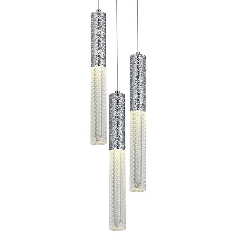 Подвесной светильник Dew Drops Tube Chrome Trio Hanging Lamp Хром Прозрачный Подвесной светильник Dew Drops Tube Chrome Trio Hanging Lamp Хром Прозрачный в Орле | Loft Concept