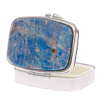 Таблетница карманная прямоугольная на 2 отделения с зеркалом и накладкой из натурального камня Лазурит Silver Stone Pillboxes варинант исполнения - 2 | Loft Concept в Орле
