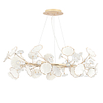 Люстра круглая с белыми лепестками из керамики и прозрачными хрустальными цветками Диаметр 82 см Wintery flovers варинант исполнения - 2 | Loft Concept в Орле