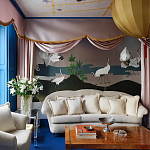 Обои ручная роспись Tsuro Cranes Original colourway on Tarnished Silver gilded paper варинант исполнения - 1 | Loft Concept в Орле