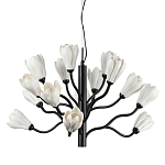 Люстра подвесная черного цвета с ветвями и белыми фарфоровыми цветами Floralis варинант исполнения - 1 | Loft Concept в Орле