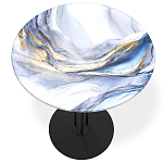Стол журнальный с круглой бело-голубой столешницей из стекла White and Blue Marble варинант исполнения - 2 | Loft Concept в Орле