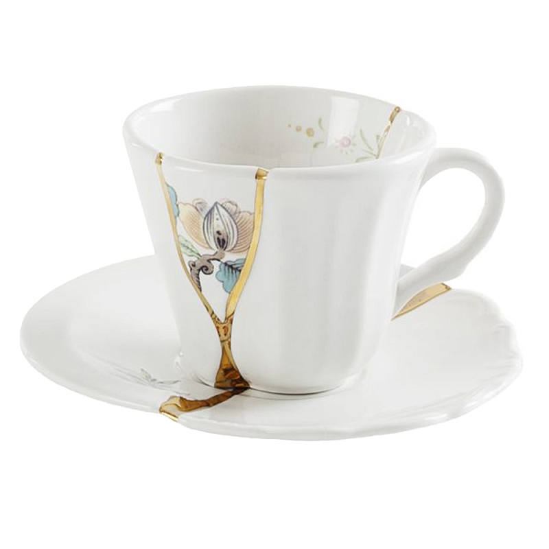 Кофейная пара Seletti Kintsugi 2 Белый Золотой Мульти Кофейная пара Seletti Kintsugi 2 Белый Золотой Мульти в Орле | Loft Concept
