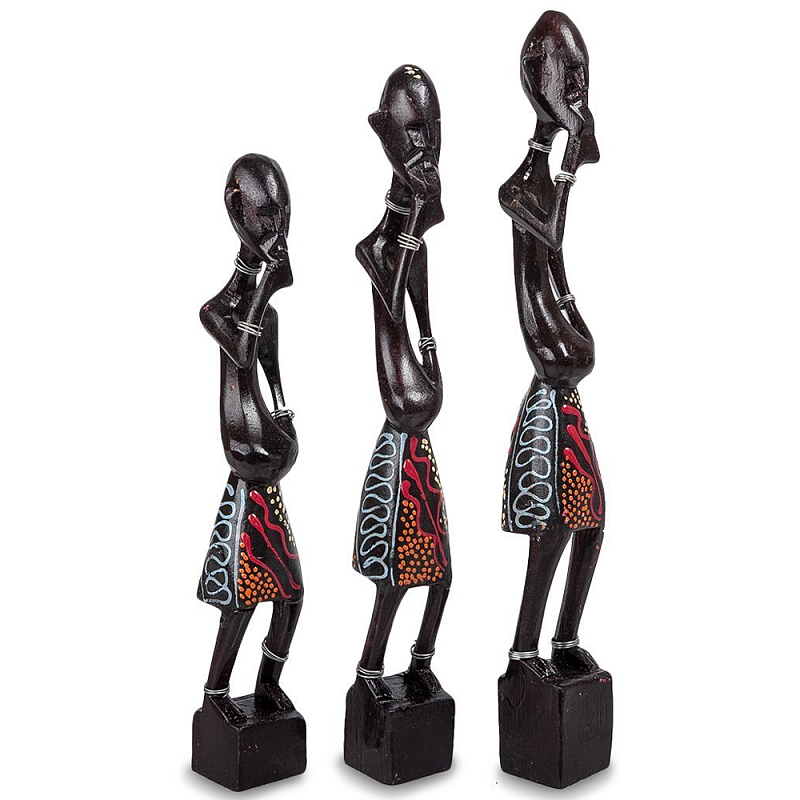 Комплект из трёх деревянных статуэток в виде аборигенов Three Aborigines Figurines Коричневый Мульти Комплект из трёх деревянных статуэток в виде аборигенов Three Aborigines Figurines Коричневый Мульти в Орле | Loft Concept