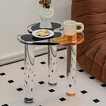 Дизайнерский журнальный стол с фигурной столешницей на 3-х прозрачных ножках Rahakif варинант исполнения - 3 | Loft Concept в Орле