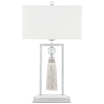 Настольная лампа с прямоугольным тканевым абажуром на белом мраморном основании Silver Threads варинант исполнения - 3 | Loft Concept в Орле