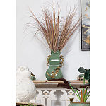 Ваза зеленого цвета из фарфора с бронзовыми ручками в виде драконов и рельефным цветочным декором Eden Garden porcelain and bronze варинант исполнения - 7 | Loft Concept в Орле