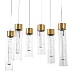 Люстра c 6-ю стеклянными плафонами золото Sparkling Bubbles Tube Gold Hanging Lamp варинант исполнения - 2 | Loft Concept в Орле