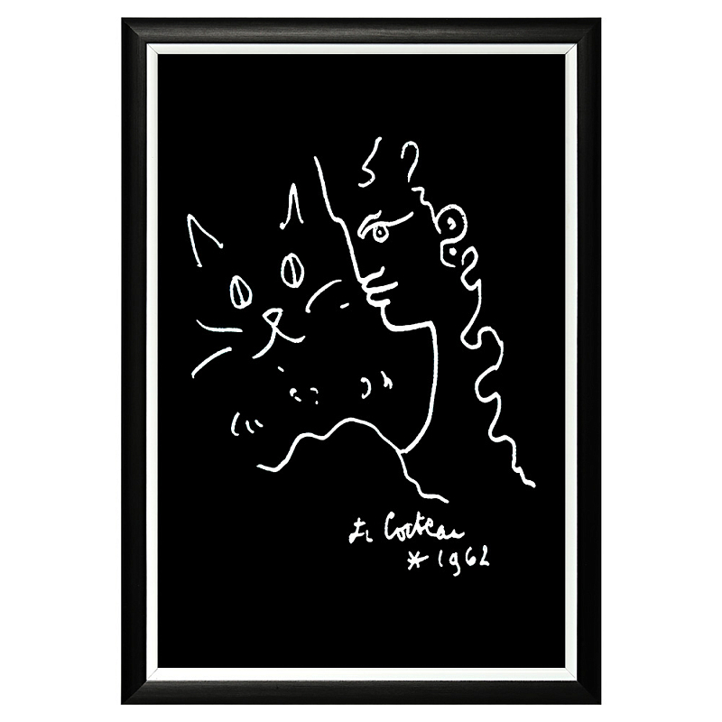 Постер White Silhouette Cat Poster Черный Белый Постер White Silhouette Cat Poster Черный Белый в Орле | Loft Concept