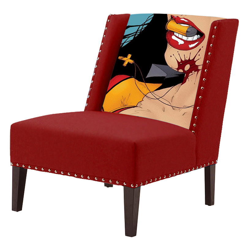 FUN Armchair "Super woman" Red Дизайнерское кресло с цветным принтом Бургундский красный FUN Armchair "Super woman" Red Дизайнерское кресло с цветным принтом Бургундский красный в Орле | Loft Concept