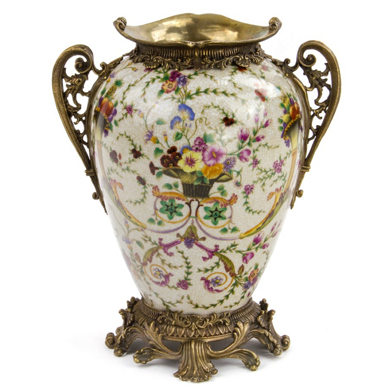 Фарфоровая ваза Pot-Bellied Porcelain Vase Бежевый Бронза в Орле | Loft Concept 