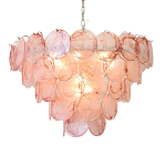 Люстра с каскадом из круглых розовых стеклянных дисков Pink Light Waterfall варинант исполнения - 5 | Loft Concept в Орле