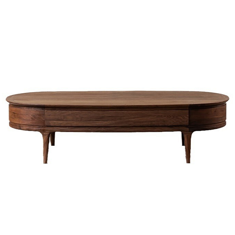 Кофейный стол овальный из дерева с 2-мя ящиками Coffee Walnut Table Орех Кофейный стол овальный из дерева с 2-мя ящиками Coffee Walnut Table Орех в Орле | Loft Concept
