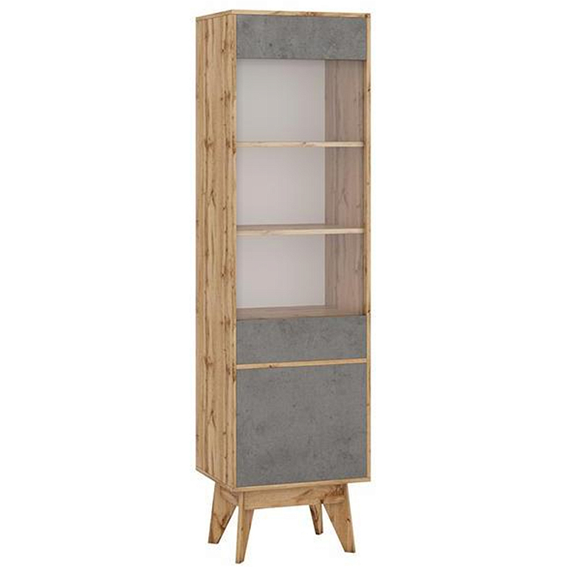 Шкаф-витрина с фасадом цвета серый бетон и стеклянной дверкой Grace of Furniture Серый бетон Прозрачный Древесина Шкаф-витрина с фасадом цвета серый бетон и стеклянной дверкой Grace of Furniture Серый бетон Прозрачный Древесина в Орле | Loft Concept