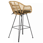 Стул барный с ротанговым плетением Half Bar Chair with Wicker с подлокотниками варинант исполнения - 4 | Loft Concept в Орле