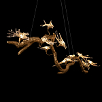 Люстра подвесная линейная с прозрачными стеклянными птичками на ветвях Serip Voa варинант исполнения - 9 | Loft Concept в Орле