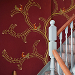 Обои с вышивкой ручной работы Fyodor Original colourway on Merlot linen варинант исполнения - 2 | Loft Concept в Орле