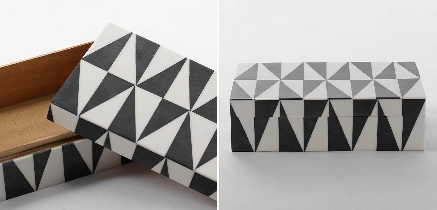 Шкатулка Black White Triangles Bone Inlay Шкатулка Black White Triangles Bone Inlay - Loft-Concept в Орле