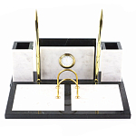 Настольный письменный набор из белого мрамора с часами Marble Accessory варинант исполнения - 1 | Loft Concept в Орле