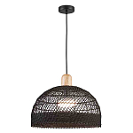 Подвесной светильник с округлым абажуром из черного ротанга Wicker Furniture варинант исполнения - 1 | Loft Concept в Орле