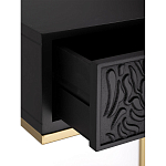Приставной столик с резным узором на выдвижном ящике Black Table Carved Pattern варинант исполнения - 3 | Loft Concept в Орле