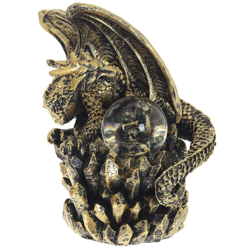 Декоративная статуэтка Дракон со стеклянным шаром Dragon and Glass Ball Gold Black Золотой Черный Прозрачное Стекло Декоративная статуэтка Дракон со стеклянным шаром Dragon and Glass Ball Gold Black Золотой Черный Прозрачное Стекло в Орле | Loft Concept