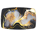 Обеденный стол с прямоугольной черно-золотой столешницей из стекла на 4-х металлических ножках Gold and Black Marble варинант исполнения - 2 | Loft Concept в Орле