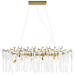 Люстра подвесная прямоугольная с бронзовыми акцентами и прозрачными стеклянными каплями Droplet Chandelier варинант исполнения - 1 | Loft Concept в Орле