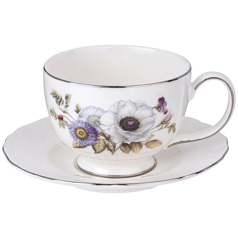 Чайная пара из фарфора с рисунком цветов Garden Whisper Porcelain Set Белый Мульти Чайная пара из фарфора с рисунком цветов Garden Whisper Porcelain Set Белый Мульти в Орле | Loft Concept