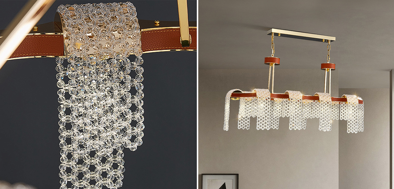 Линейная люстра люстра Leather Glass Chandelier Линейная люстра люстра Leather Glass Chandelier - Loft-Concept в Орле