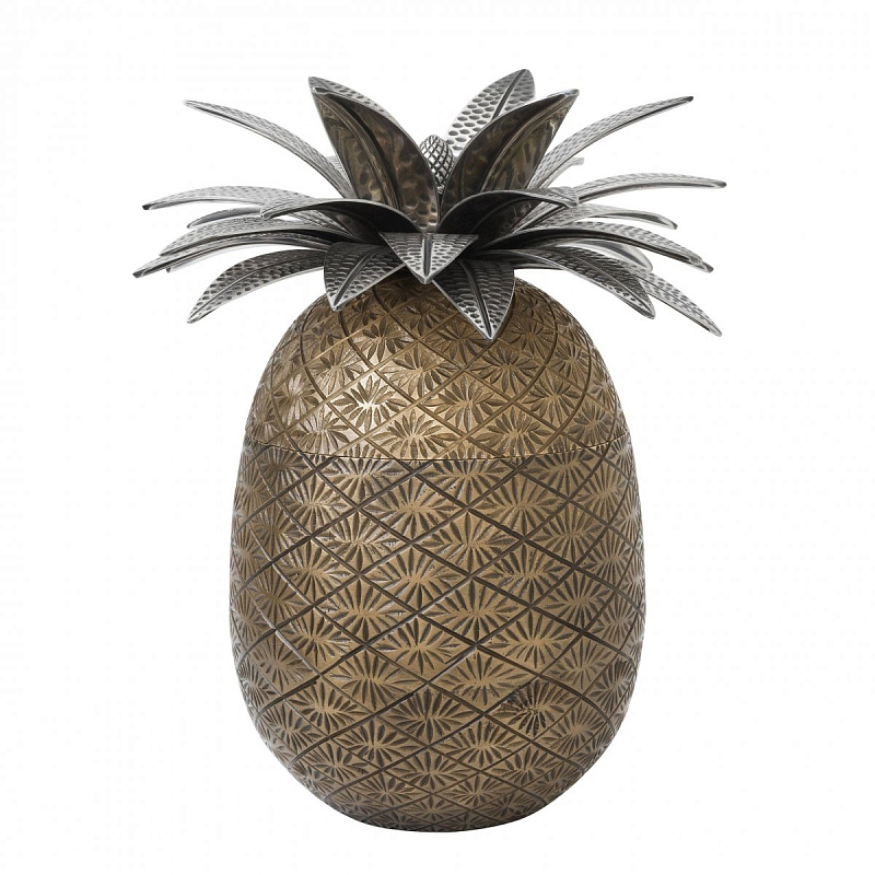 Шкатулка Eichholtz Box Pineapple Латунь Античная полированная Серебряный в Орле | Loft Concept 