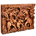 Панно из дерева пять слонов Panel With Animals варинант исполнения - 2 | Loft Concept в Орле