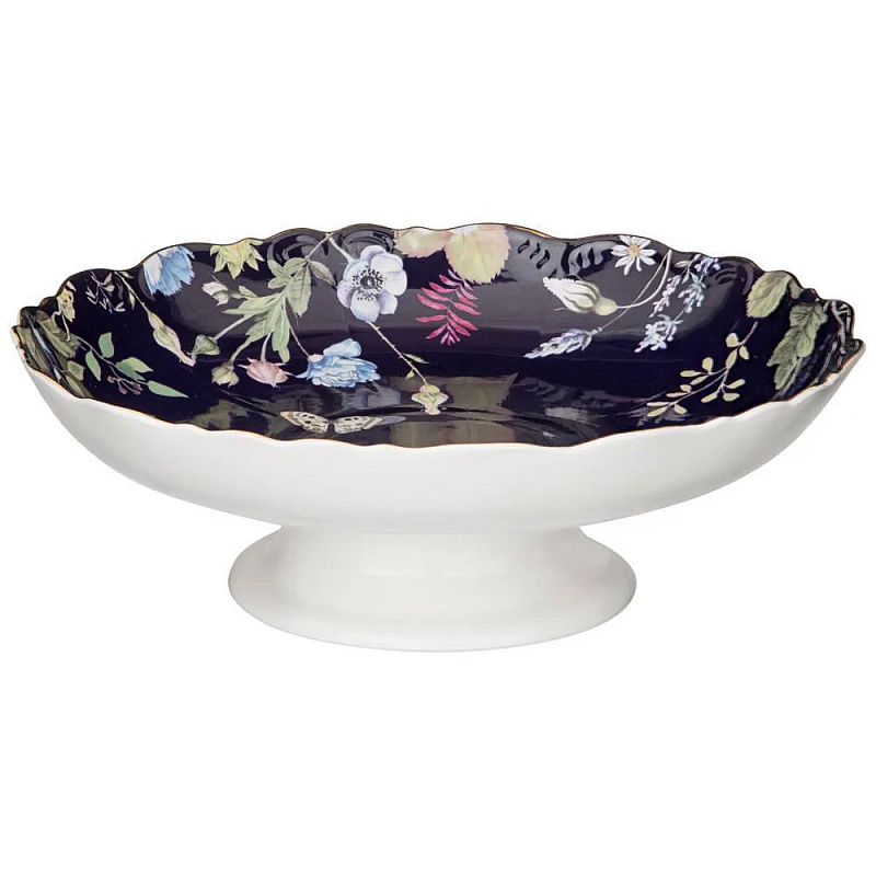 Ваза фарфоровая круглая на ножке с рисунком цветов Garden Whisper Porcelain Set Белый Темно-синий Мульти Ваза фарфоровая круглая на ножке с рисунком цветов Garden Whisper Porcelain Set Белый Темно-синий Мульти в Орле | Loft Concept