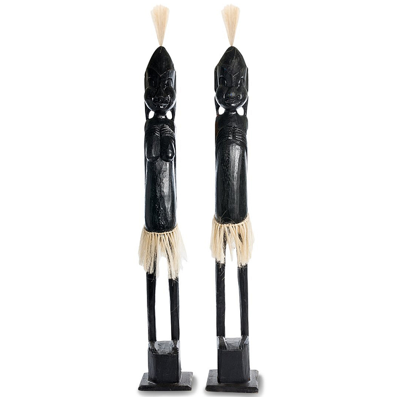 Комплект из 2-х деревянных статуэток Asmat Tall Statuettes Black Черный Бежевый Комплект из 2-х деревянных статуэток Asmat Tall Statuettes Black Черный Бежевый в Орле | Loft Concept