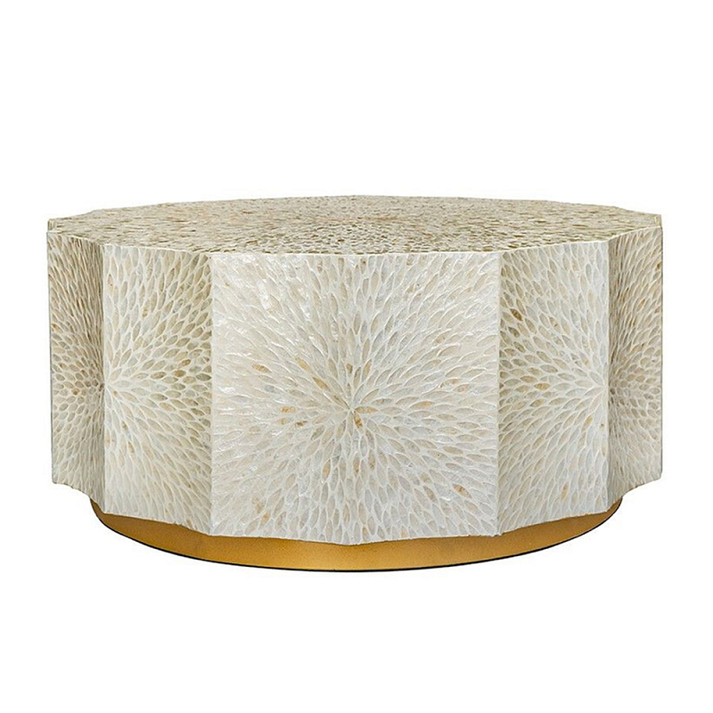 Стол кофейный с отделкой раковинами устриц Coastal Charm Бежевый в Орле | Loft Concept 