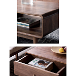 Кофейный стол из дерева с ящиком и нишей для хранения Coffee Walnut Table варинант исполнения - 4 | Loft Concept в Орле