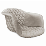 Барный стул со спинкой и мягкой обивкой с ромбами на 4-х деревянных ножках Бежевый Велюр Ava Charm варинант исполнения - 2 | Loft Concept в Орле