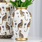 Ваза белая овальная с рисунком леопардов и золотыми акцентами LEOPARD Collection варинант исполнения - 4 | Loft Concept в Орле