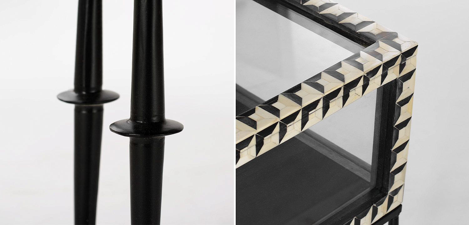 Приставной стол с витриной Bone Inlay black white Приставной стол с витриной Bone Inlay black white - Loft-Concept в Орле