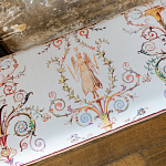 Банкетка из массива бука бежевая с растительным орнаментом Raffael Beige Floral Banquette варинант исполнения - 2 | Loft Concept в Орле