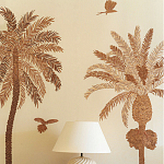 Обои с вышивкой ручной работы Deco Palms Raffia on linen варинант исполнения - 1 | Loft Concept в Орле