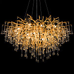 Люстра подвесная с прозрачными стеклянными подвесками в форме капель Диаметр 100 см Droplet Chandelier варинант исполнения - 8 | Loft Concept в Орле