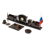 Настольный письменный набор с часами из природного камня обсидиана  Gift for Manager варинант исполнения - 2 | Loft Concept в Орле