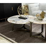 Столик журнальный с круглой мраморной столешницей Unique Stone Design варинант исполнения - 8 | Loft Concept в Орле